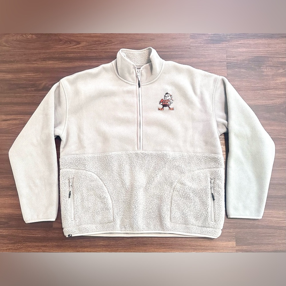 Antigua Cleveland Browns Gray Fleece Zip Pullover